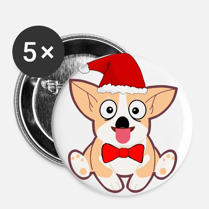 Christmas dog - Buttons large 2.2''/56 mm (5-pack) - white