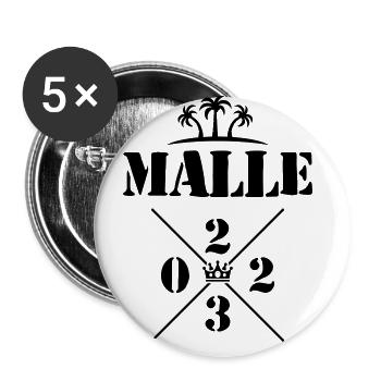 Malle 2023 - Lot de 5 grands badges (56 mm) - blanc - Devant