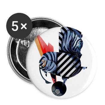 Zebra - Buttons groß 56 mm (5er Pack) - Weiß - Vorne