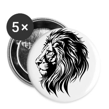 Symbole de tête de lion lion - Lot de 5 grands badges (56 mm) - blanc - Devant