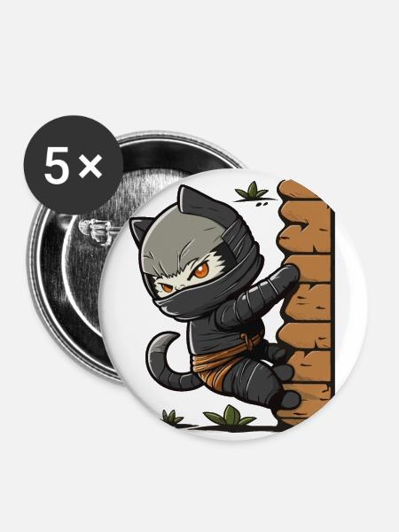 Der katzenartige Rächer - Buttons groß 56 mm (5er Pack) - Weiß