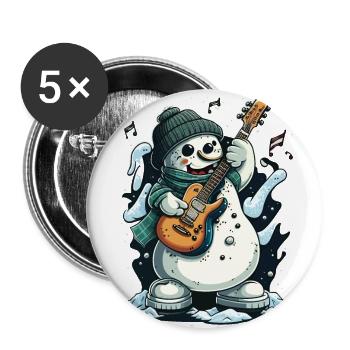Rockin Snowman - Buttons large 2.2''/56 mm (5-pack) - white - Front