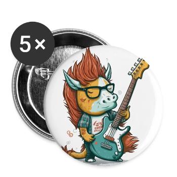 Rock On Unicorn - Buttons large 2.2''/56 mm (5-pack) - white - Front