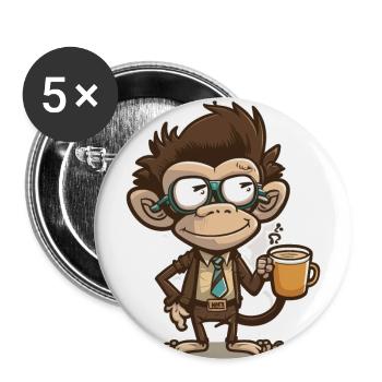 Singeries - Lot de 5 grands badges (56 mm) - blanc - Devant
