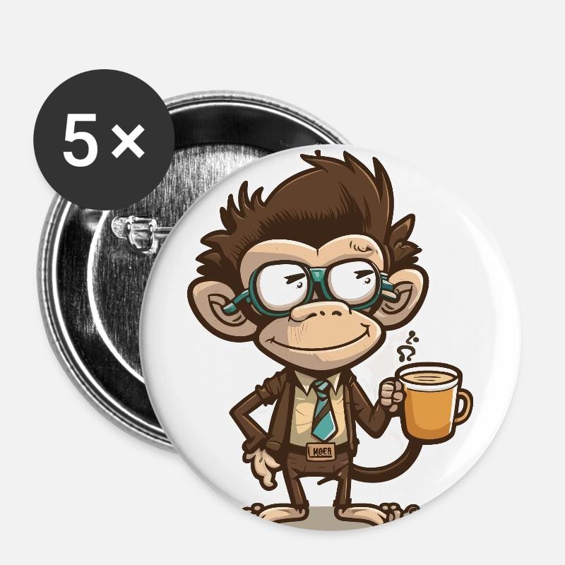 Monkey Business - Buttons large 2.2''/56 mm (5-pack) - white