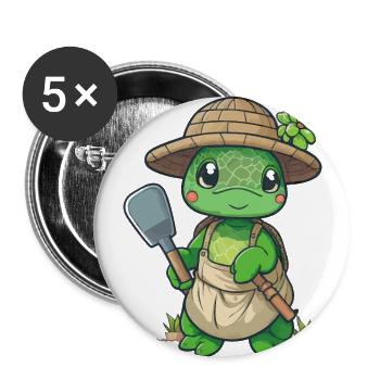 Jardin des tortues - Lot de 5 grands badges (56 mm) - blanc - Devant