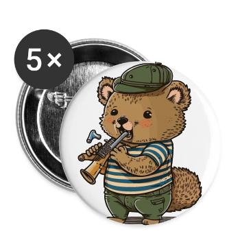 Quokka Trompeter - Buttons groß 56 mm (5er Pack) - Weiß - Vorne