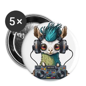Llama Groove Records - Lot de 5 grands badges (56 mm) - blanc - Devant