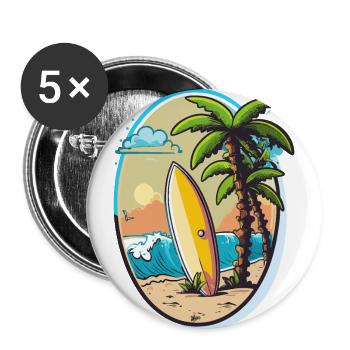 The Wave Rider - Buttons large 2.2''/56 mm (5-pack) - white - Front