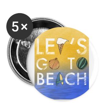 Lets Go to beach - Buttons groß 56 mm (5er Pack) - Weiß - Vorne