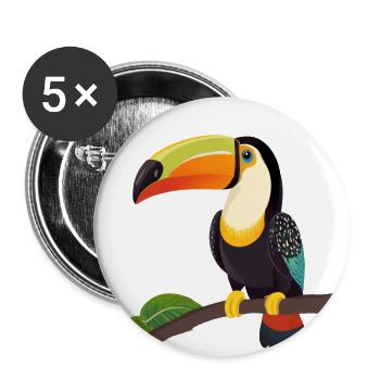 cute toucan - Buttons large 2.2''/56 mm (5-pack) - white - Front