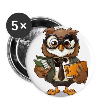 Professor Hoot - Buttons large 2.2''/56 mm (5-pack) - white - Front