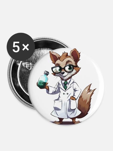 Wissenschaftler Nuttyprof - Buttons groß 56 mm (5er Pack) - Weiß