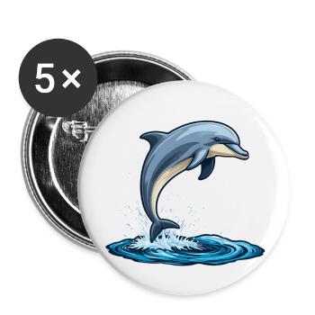Delfin - Buttons groß 56 mm (5er Pack) - Weiß - Vorne