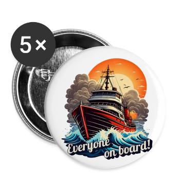 Tout le monde à bord - Lot de 5 grands badges (56 mm) - blanc - Devant
