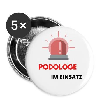 Podologe im Einsatz | Spruch Motiv Podologie - Buttons groß 56 mm (5er Pack) - Weiß - Vorne