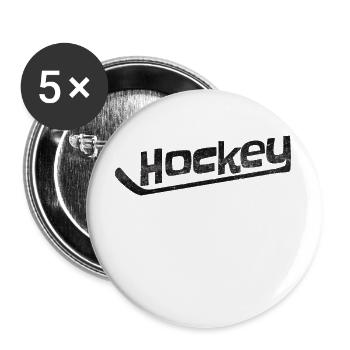 Hockey Eishockey Schläger - Buttons groß 56 mm (5er Pack) - Weiß - Vorne