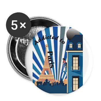 Accro à Paris la nuit - Lot de 5 grands badges (56 mm) - blanc - Devant