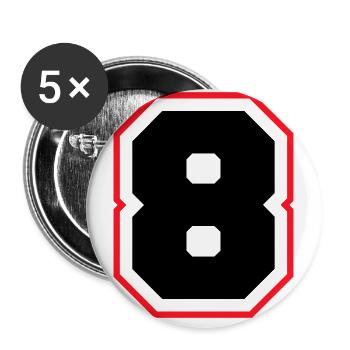 8 nombre symbole - Lot de 5 grands badges (56 mm) - blanc - Devant
