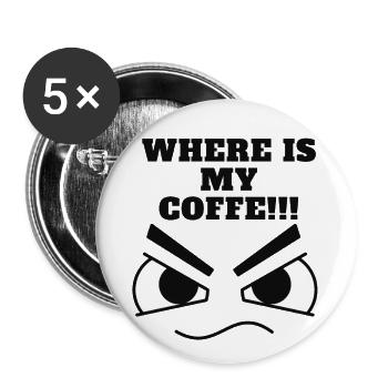 Where is my coffee - Buttons large 2.2''/56 mm (5-pack) - white - Front