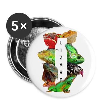 Reptilienhalter Eidechsenbesitzer - Buttons groß 56 mm (5er Pack) - Weiß - Vorne