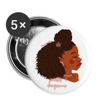pretty and dangerous black woman with afro - Buttons large 2.2''/56 mm (5-pack) - white - Front
