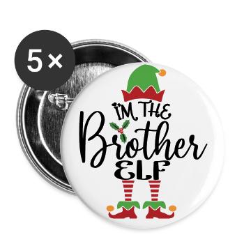 Bruder Elf Niedliches lustiges passendes Weihnachtskostüm - Buttons groß 56 mm (5er Pack) - Weiß - Vorne