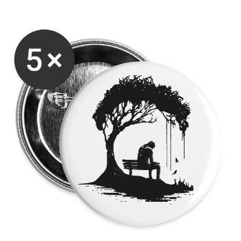 Minimal Design, Tree, Silhouette, Lonely, Nature - Buttons large 2.2''/56 mm (5-pack) - white - Front