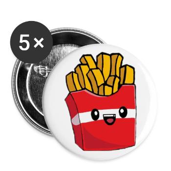 Kawaii Fries Design [1] - Buttons large 2.2''/56 mm (5-pack) - white - Front