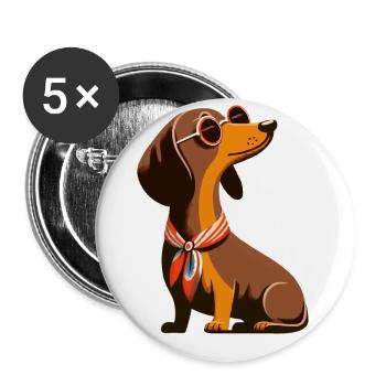 Retro Dachshund - Buttons large 2.2''/56 mm (5-pack) - white - Front