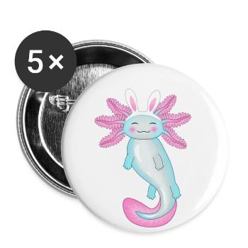 Oster-Axolotl mit Hasenohren - Buttons groß 56 mm (5er Pack) - Weiß - Vorne