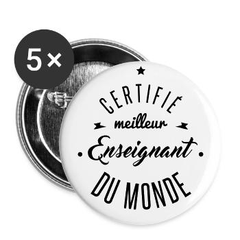 meilleur enseignant - Lot de 5 grands badges (56 mm) - blanc - Devant