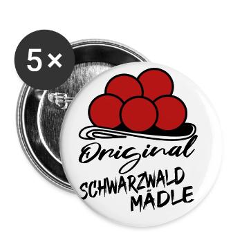 Schwarzwald Mädle Heimat Bollenhut Kuckuck - Buttons groß 56 mm (5er Pack) - Weiß - Vorne