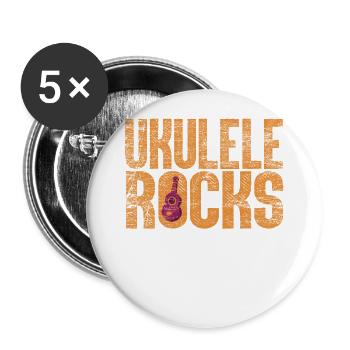 Roches de ukulélé - Lot de 5 grands badges (56 mm) - blanc - Devant