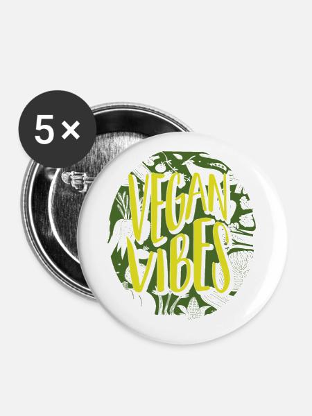 Vegan vegans - Buttons large 2.2''/56 mm (5-pack) - white