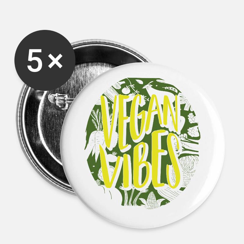 Vegan vegans - Buttons large 2.2''/56 mm (5-pack) - white