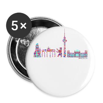 Berlin T-Shirt - Berlin Skyline Shirt - I Love - Buttons large 2.2''/56 mm (5-pack) - white - Front