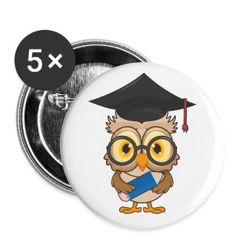 Owl School Graduation School - Buttons large 2.2''/56 mm (5-pack) - white - Front