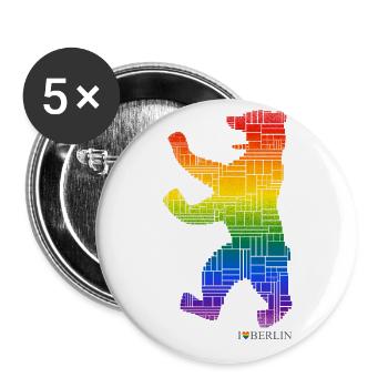 Berliner Bär - I Love Berlin - Pride Edition - Buttons large 2.2''/56 mm (5-pack) - white - Front