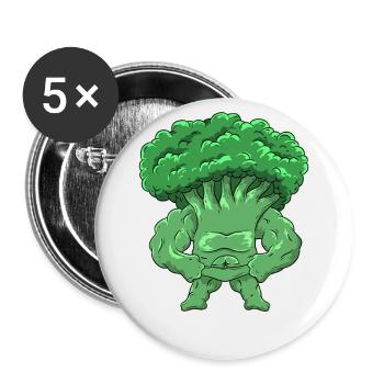Broccoli Fitness - Buttons large 2.2''/56 mm (5-pack) - white - Front