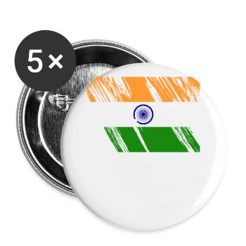 Drapeau de l’Inde - Lot de 5 grands badges (56 mm) - blanc - Devant