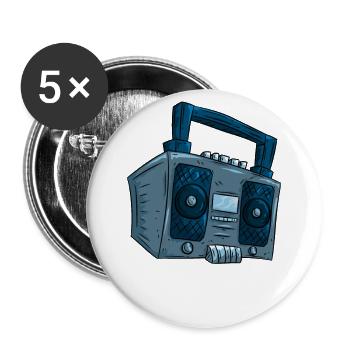 Radio Hip Hop - Buttons groß 56 mm (5er Pack) - Weiß - Vorne