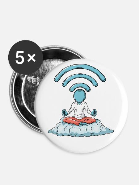 Nerd WiFi Computer - Buttons groß 56 mm (5er Pack) - Weiß