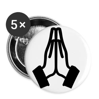 Pray Hands Icon - Buttons large 2.2''/56 mm (5-pack) - white - Front