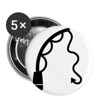 Icône de pêche à la canne à pêche - Lot de 5 grands badges (56 mm) - blanc - Devant