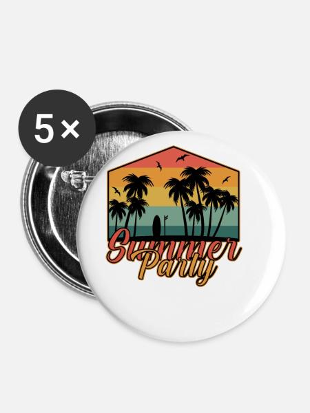 Summer Party Sommer - Buttons groß 56 mm (5er Pack) - Weiß