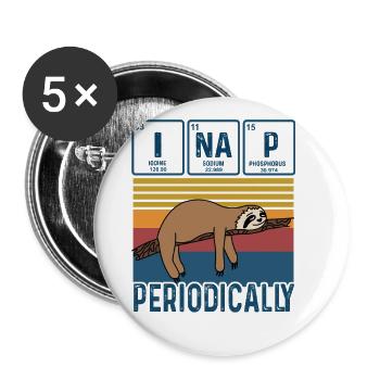 I Nap Periodically Vintage Funny Science Sloth - Buttons large 2.2''/56 mm (5-pack) - white - Front