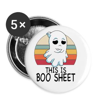 This is Boo Sheet Ghost Retro Halloween Costume - Buttons large 2.2''/56 mm (5-pack) - white - Front