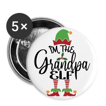 Opa Elf Niedliches lustiges passendes Weihnachtskostüm - Buttons groß 56 mm (5er Pack) - Weiß - Vorne