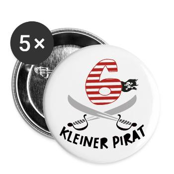Ich bin Sechs 6 / Pirat Geburtstag Party Geschenk - Buttons groß 56 mm (5er Pack) - Weiß - Vorne